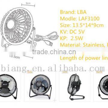 8 Color 4" Steel Structure Wtih Rubber Fan Portable USB Cooling Mini Fan or Air Conditioner Fan