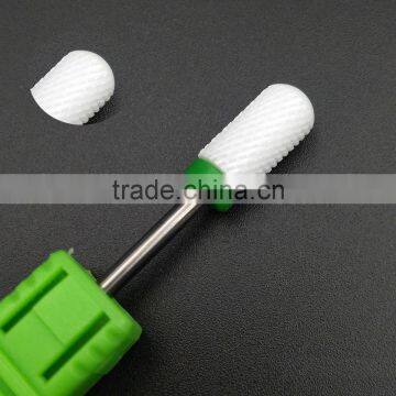 Polishing Drill Barrel Ball Total Length 40MM Head Blade Diameter 13MM White Ceramic Burr for Nail