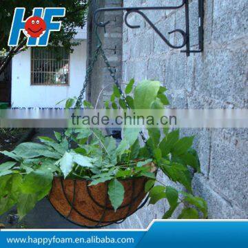 flower hanging basket planter with coconut