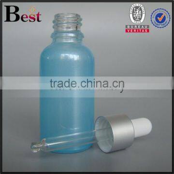 New Products Beautiful Sweet Blue 30ml Dropper Bottle Matte Silver Aluminum Cap Essential Oil Glass Dropper Bottle Manufacture photo-2