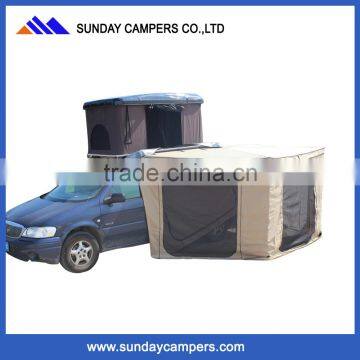 Family camping outdoor car roof top tent with 270 degree awning for car