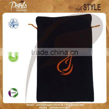 High Quality Drawstring Pouch With Customized Logo - Velvet Drawstring Pouch With Satin Lining - With Embroidery Logo - Luxary photo-6