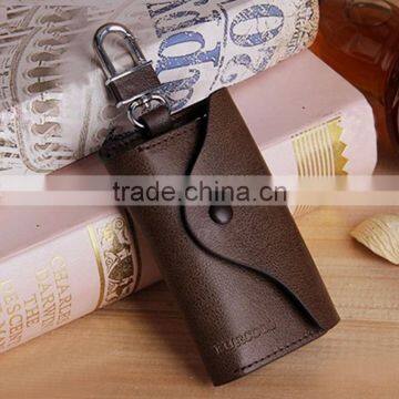 Leather Key Chain Pouch Bag Key case Key Holder Wallets Key bag Men Women Orange Leather