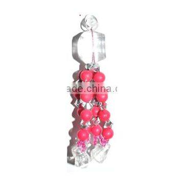 pink bead key ring tassel KT240