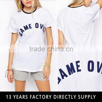 Black round neck game over white t-shirt