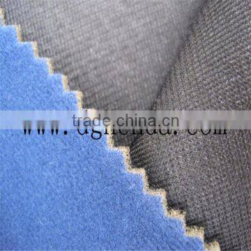 blue velvet fabric bond PU foam laminated black tricot fabric for garment