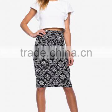 2015 New Fashion Damask Printed Pencil Skirt for Ladies 51025# photo-2