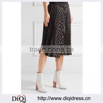 Wholesale Women Apparel Pleated Striped Twill Wrap Multicolor Knee-length Skirt(DQE0371SK)