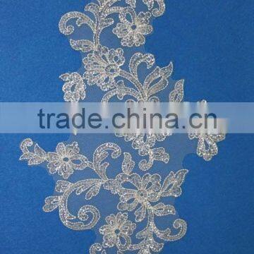 Factory custom wholesale bridal embroidery sequins lace appliques