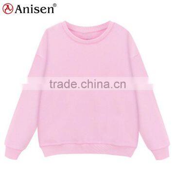 oem service plain custom cvc fleece crewneck pullovers women's sweatshirts