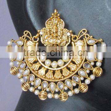 RAM LEELA Dangler gold tone dangler TEMPLE EARRINGS