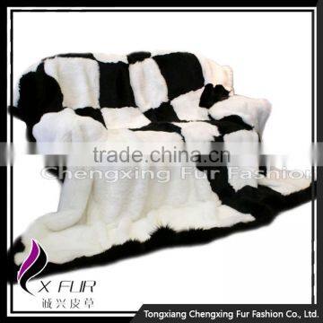 CX-D-118 Promotion Gift Blanket Rabbit Fur Blanket Soft Warm Throw Blanket With Fox Trim photo-3