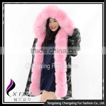 CX-G-P-03B Women Fashion Fur Jacket With Fur Inside Fur Collar Parka photo-5