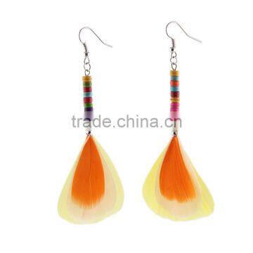 Carnival Jewelry Feather Hoop Earrings for Women,Exaggerated Handmade Beaded Earrings photo-2