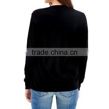 New Arrival Long Sleeve Loose Style Cotton Button up Black Cardigan Women photo-3