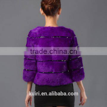 2016 Winter New Arrive Female Natural Fox Fur Coat With Rex Rabbit Fur Sleeve Outerwear 4 Colors Elegant Quality FurJacket Cloth photo-3