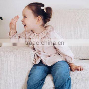 S33613W Baby Girls Latest Fashion Blouse Chiffon Falbala Neck Design Blouse photo-3
