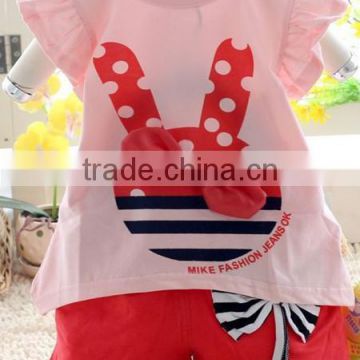 2014 girls summer suit Easter ruffle pants outfit, Girls Easter Bunny Outfit Set, lovely rabbit 2pcs clothing set with bows