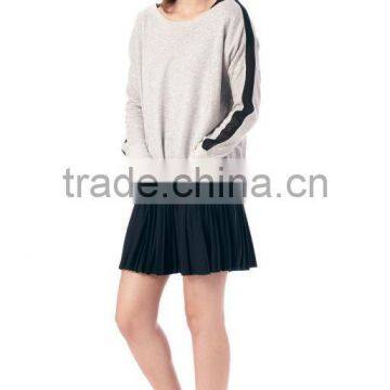 Cotton/Poly Blend Sweatshirt with Chiffon Panel Inserting