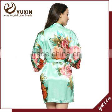 Silk Satin Floral Robe Kimono Robes Bath Robe Custom Made Japan Kimono Robe LF004 photo-2