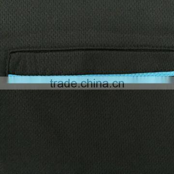 Mens Polyester Basic Safety Short Sleeve Contrast Piping Uniform Black Polo Shirt photo-5