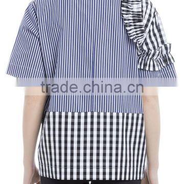 Women's 100% Cotton Blue Striped Loose Fit t Shirt With Zipper Back photo-3