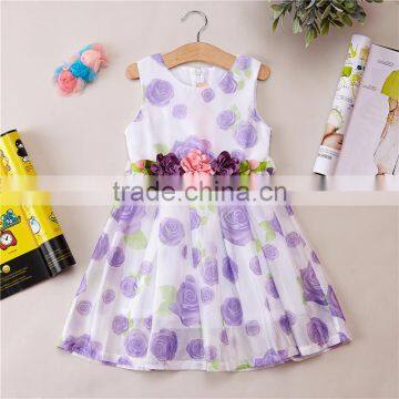 Sweet style new design full flower printing baby girl long one piece dress