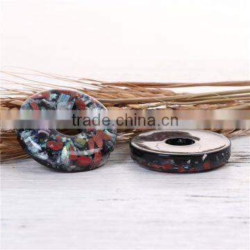 Resin & Shell Mosaic Dome Seals Cabochon Round Black photo-2
