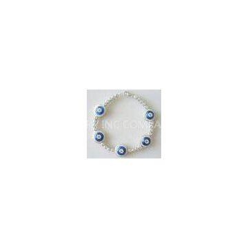 Dark Blue Silver Rhodium 7 Inch Tennis Bracelet Evil Eye Charm Jewelry