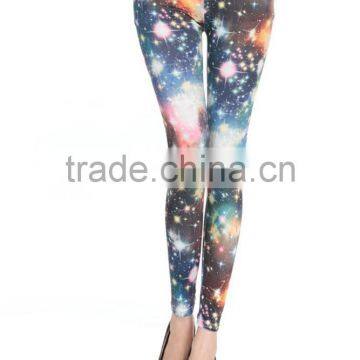 sexy bright space star milk silk printed skinny elastic leggings pants