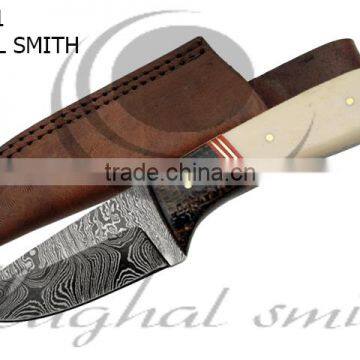 Damascus steel knife MS-7171 with leather sheath