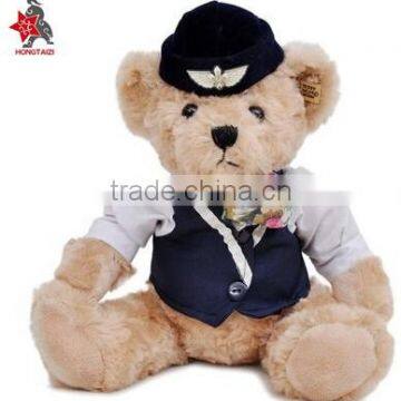 OEM stewardess uniform teddy bear doll plush toy bear with dress