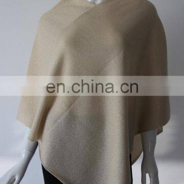 12gg knitted v neck pure cashmere poncho with Lurex