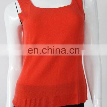 Summer Wear Sleeveless 14gg Knitted Women Pure Cashmere Tops photo-4