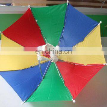 Cheap sun folding logo printed Advertising Head hat shape umbrella,Head umbrella