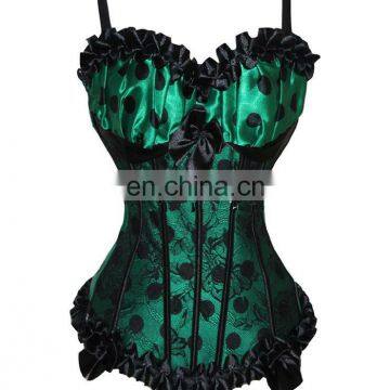 Classic Wholesale Front Three Bows and Lace Corset With Straps and Dots Printing Corset photo-4