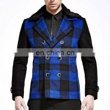 2016 Design Winter Slim Fit Men Double Breasted Wool Cashmere Coat