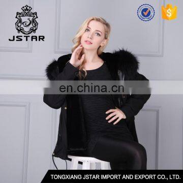 Top selling products russian black faux fur collar winter coats