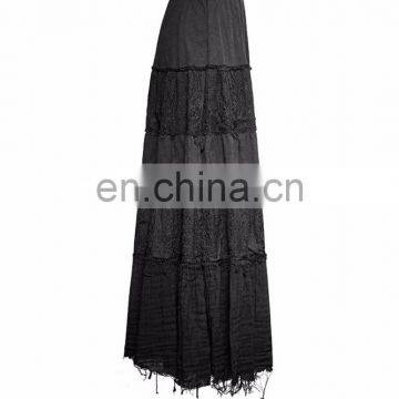 Q-309 Punk Rave Gothic Gypsy Black Long Skirt photo-2