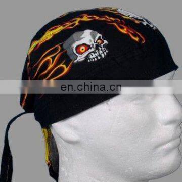 Red Fire Punk Style Printed Cotton Bandana Cap can be customized