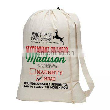 custom big size sacks christmas gfits bag wholesale drawstring canvas santa sacks with belt