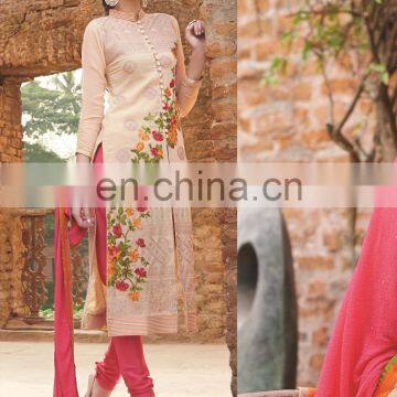 beige colored georgette suit.