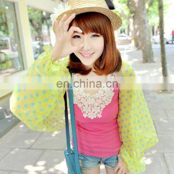 2015 Newestfashion design polyester chiffon summer cuff scarfs(PP607BL-P)