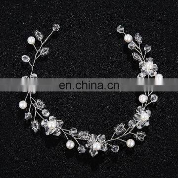 Handmade Bridal Headpiece Pearl Floral Hair Wreath Wedding Hair Vines