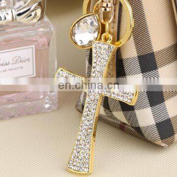 HOT SELLING GIFT SHINING RHINESTONE DIAMOND CRYSTAL CROSS KEY CHAIN