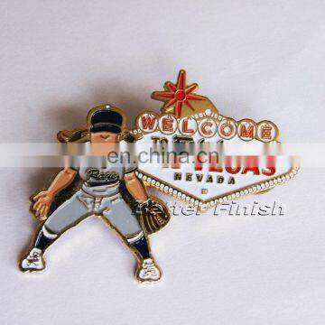 Custom Sport Baseball Colors Enamel Gold Silver Lapel Pin Badge photo-3