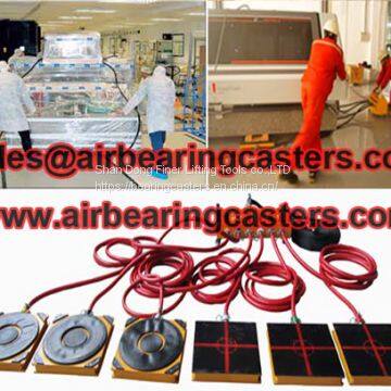 Air bearing casters is low profile to keep safety