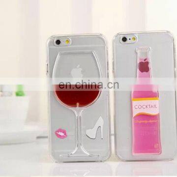 shiny 2016 new arrival mobile liquid phone case red wine glass beer bottle