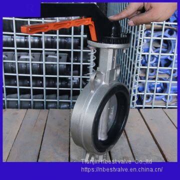 D71XP-150LBP ANSI150#standard SS304 Wafer Butterfly Valve DN100 With Aluminum Alloy Lever photo-2