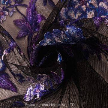 China High Quality Fabrics Floral Sequence Embroidery Net Lace Fabric photo-2